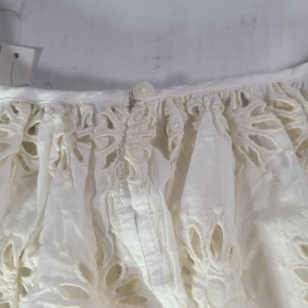 Madewell Womens White Eyelet Puff Sleeve Cotton Blend Top Size M - Picture 8 of 8